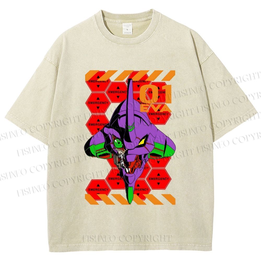 Unisex Neon Genesis Evangelion Printed Washed Tee