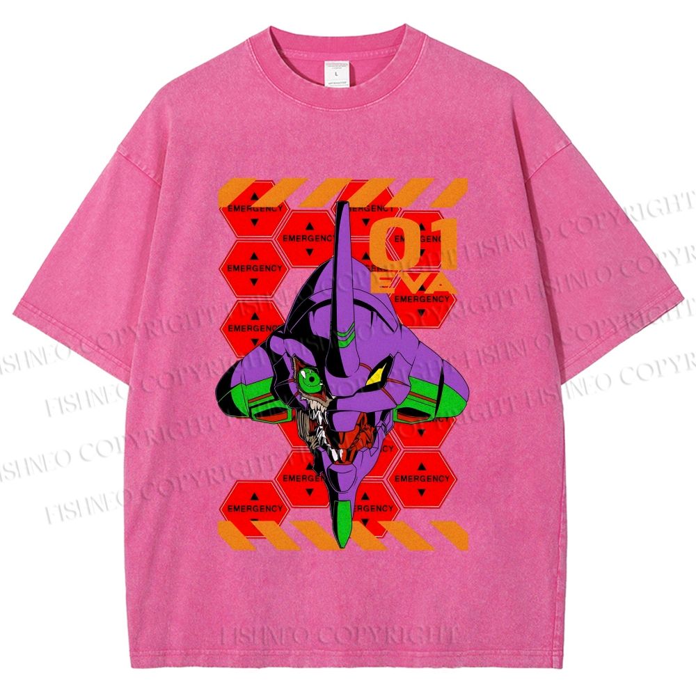 Unisex Neon Genesis Evangelion Printed Washed Tee