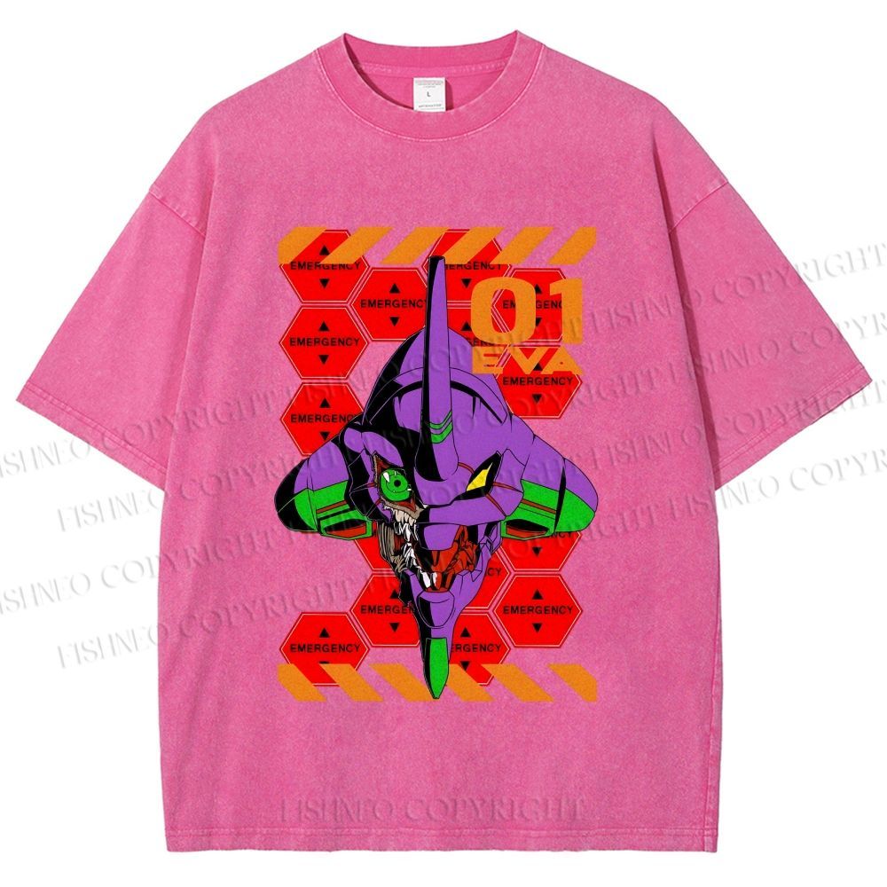 Unisex Neon Genesis Evangelion Printed Washed Tee