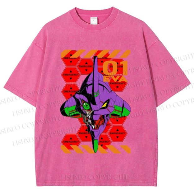 Unisex Neon Genesis Evangelion Printed Washed Tee