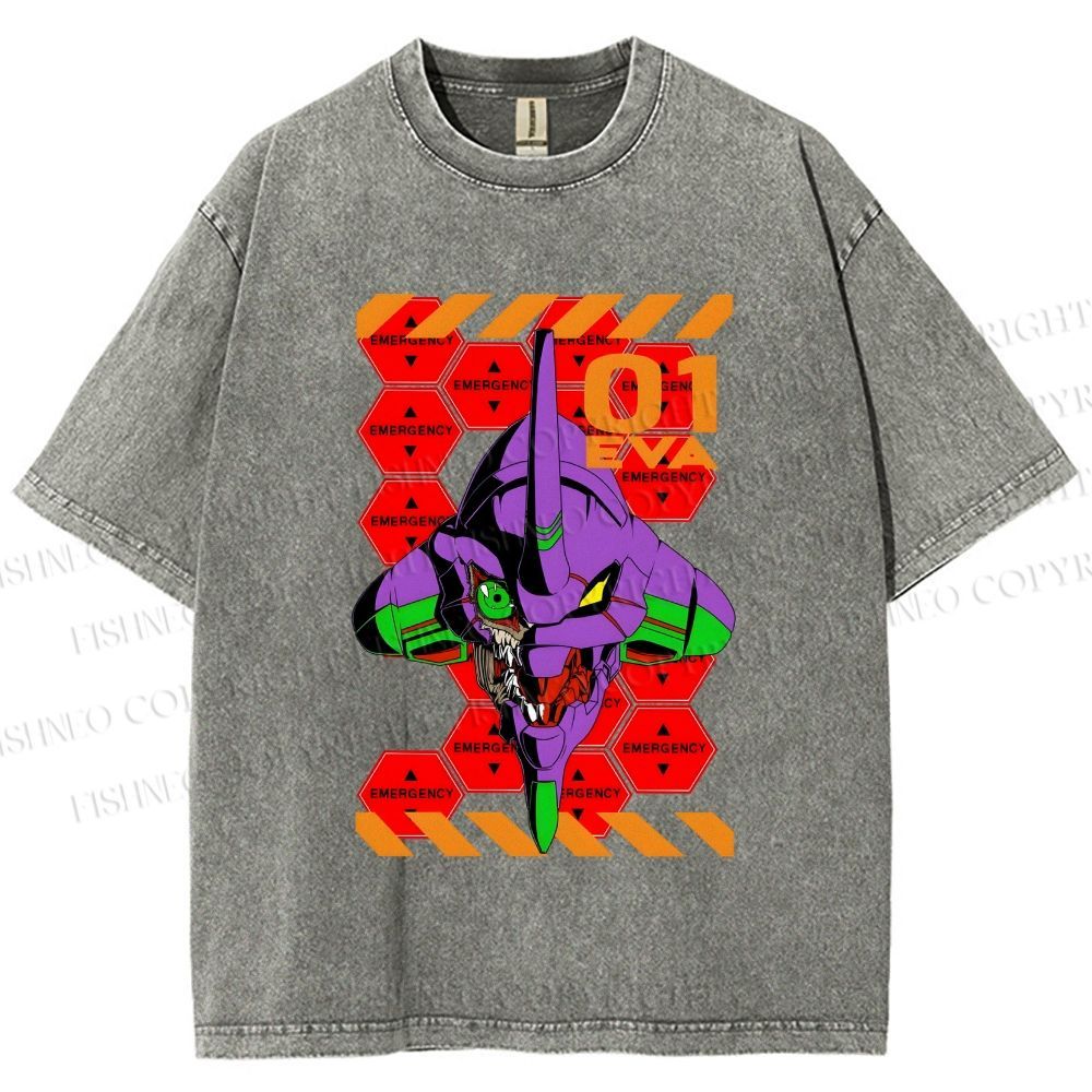 Unisex Neon Genesis Evangelion Printed Washed Tee
