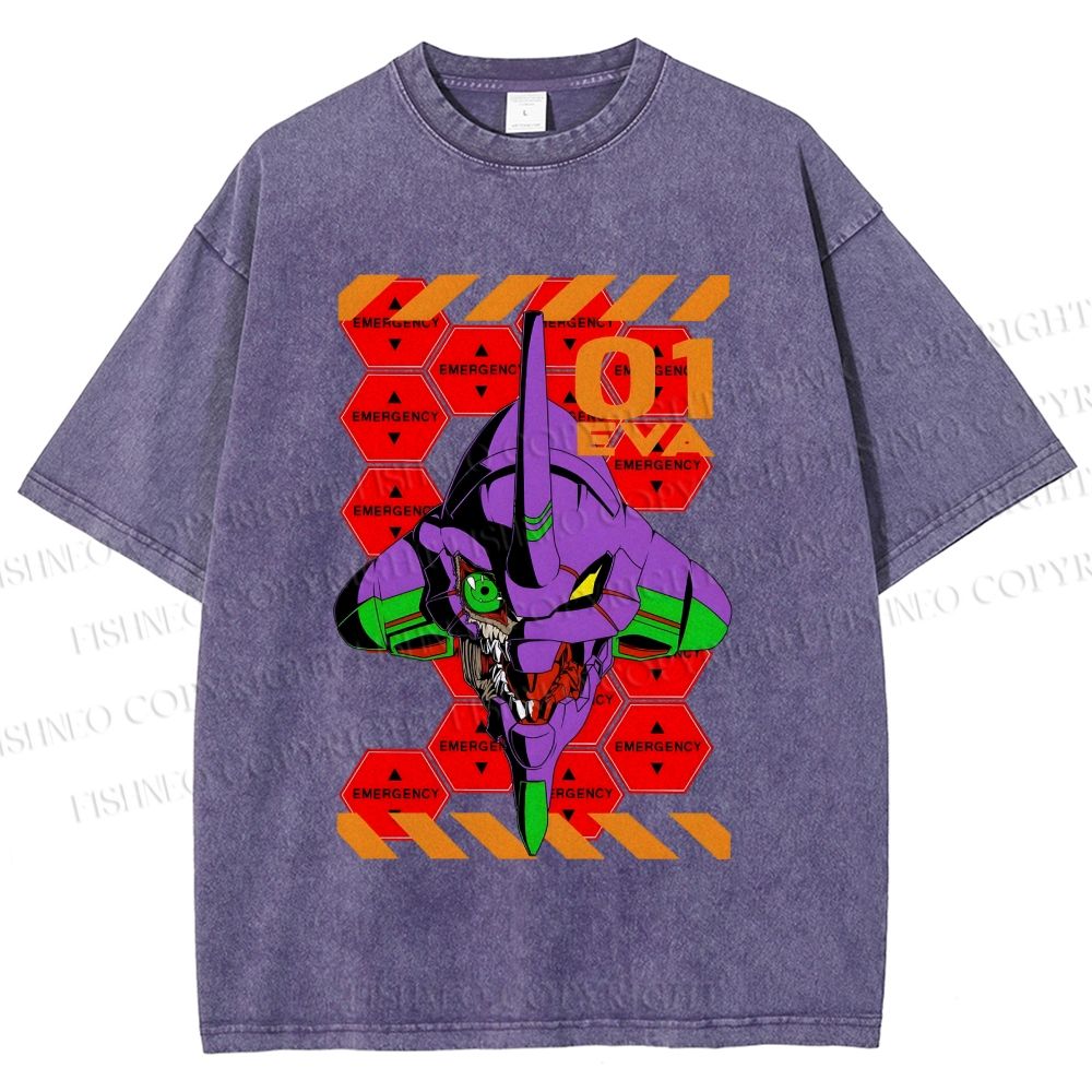 Unisex Neon Genesis Evangelion Printed Washed Tee