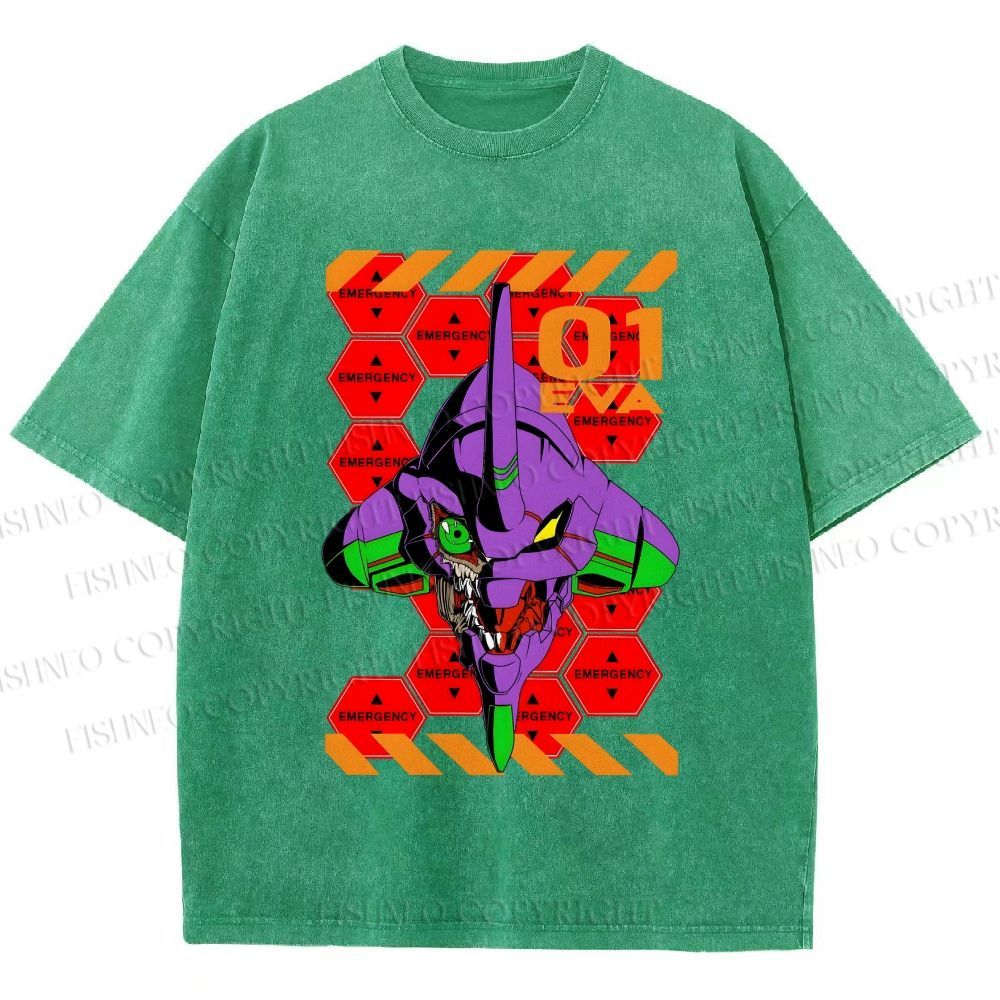 Unisex Neon Genesis Evangelion Printed Washed Tee