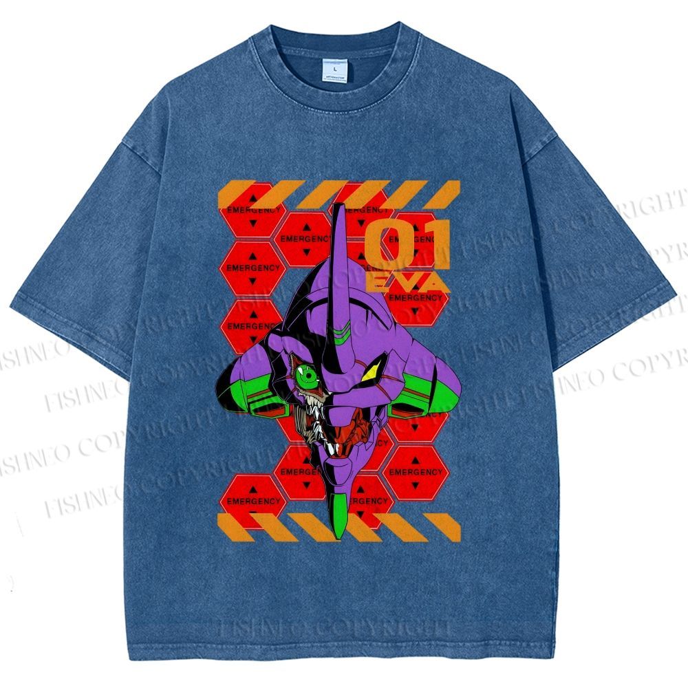 Unisex Neon Genesis Evangelion Printed Washed Tee
