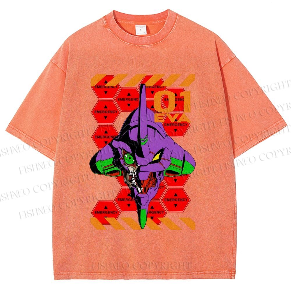 Unisex Neon Genesis Evangelion Printed Washed Tee