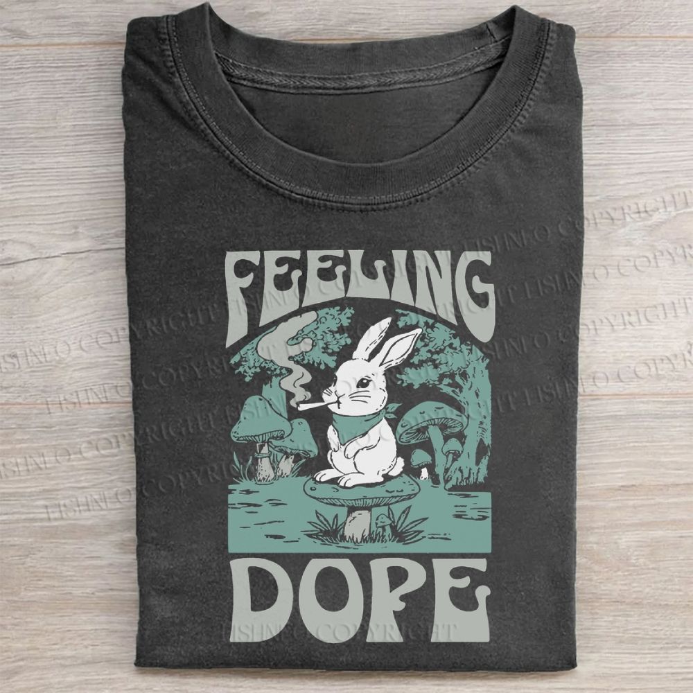 Unisex Bunny Feeling Dope Rabbit Vintage Washed Tee