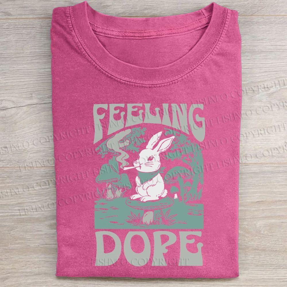 Unisex Bunny Feeling Dope Rabbit Vintage Washed Tee