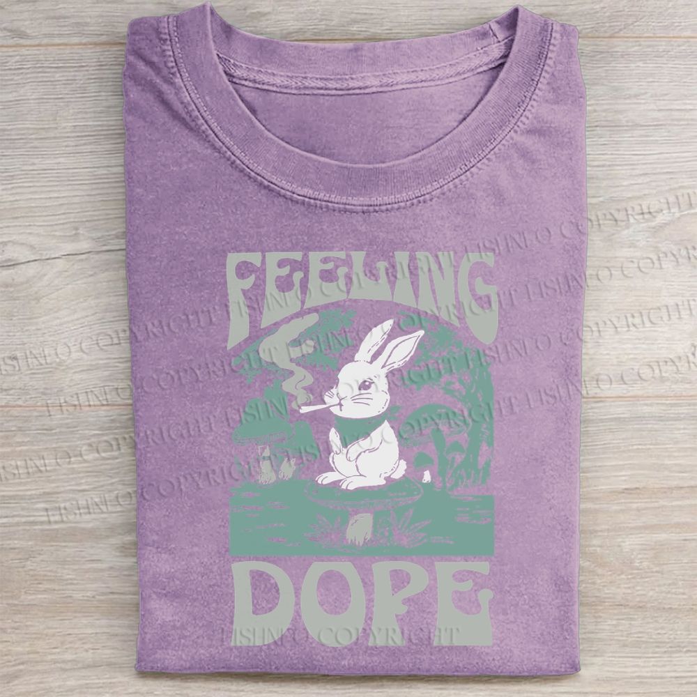 Unisex Bunny Feeling Dope Rabbit Vintage Washed Tee