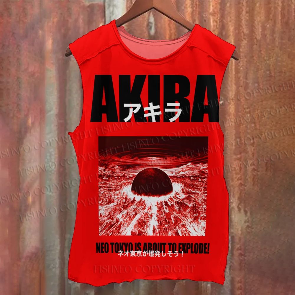 Unisex Casual Akira Neo Tokyo Printed Tank Top