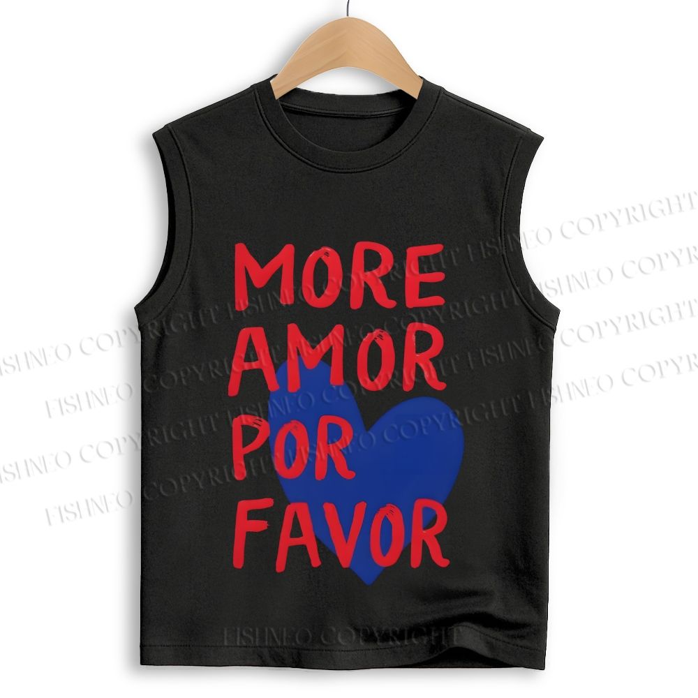 Unisex More Amor Por Favor Printed Cotton Tank Top