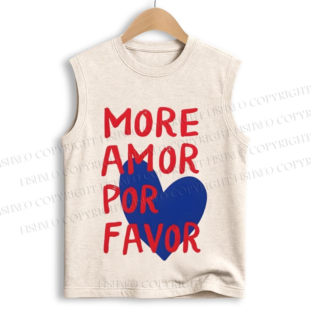 Unisex More Amor Por Favor Printed Cotton Tank Top