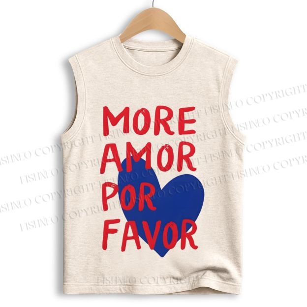 Unisex More Amor Por Favor Printed Cotton Tank Top