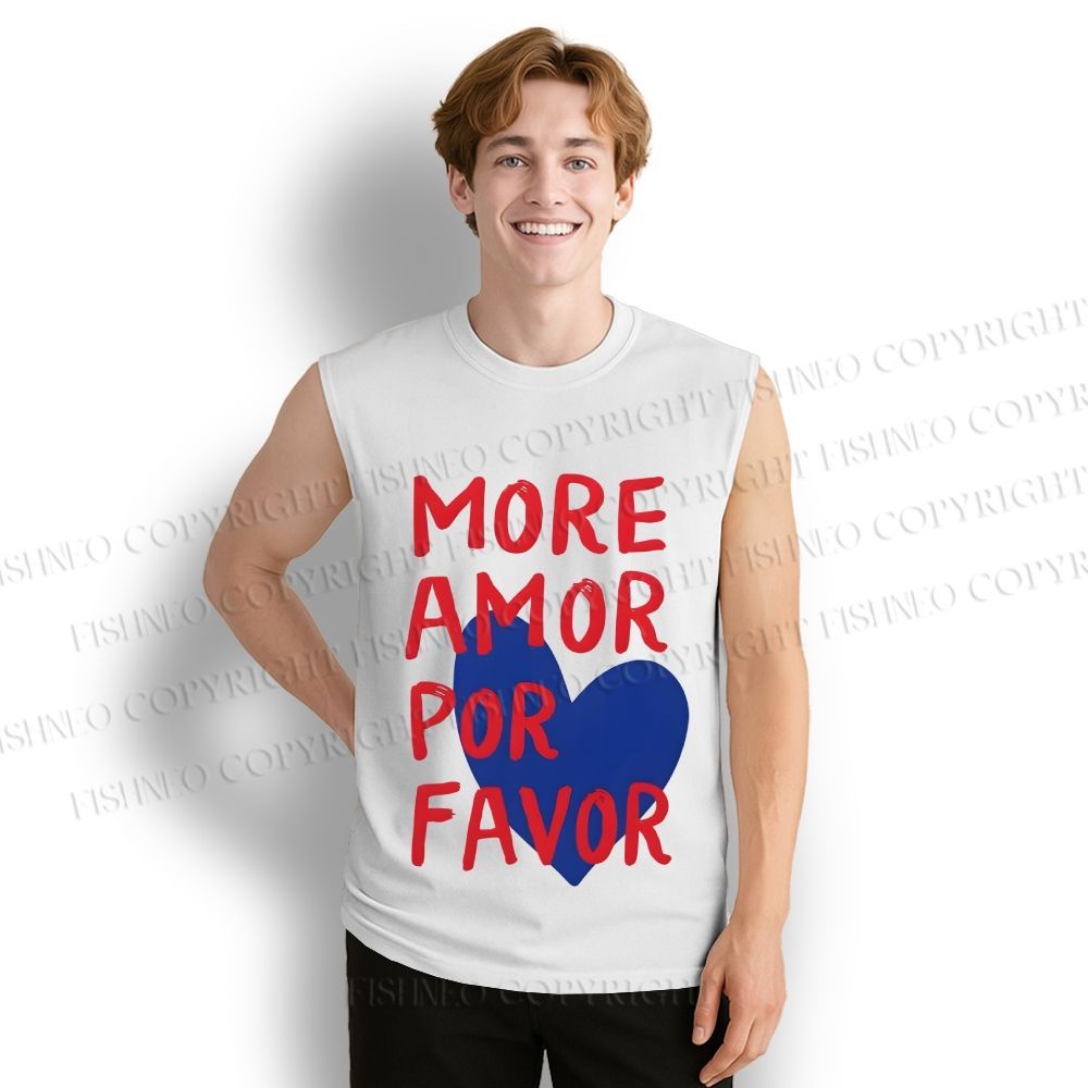 Unisex More Amor Por Favor Printed Cotton Tank Top