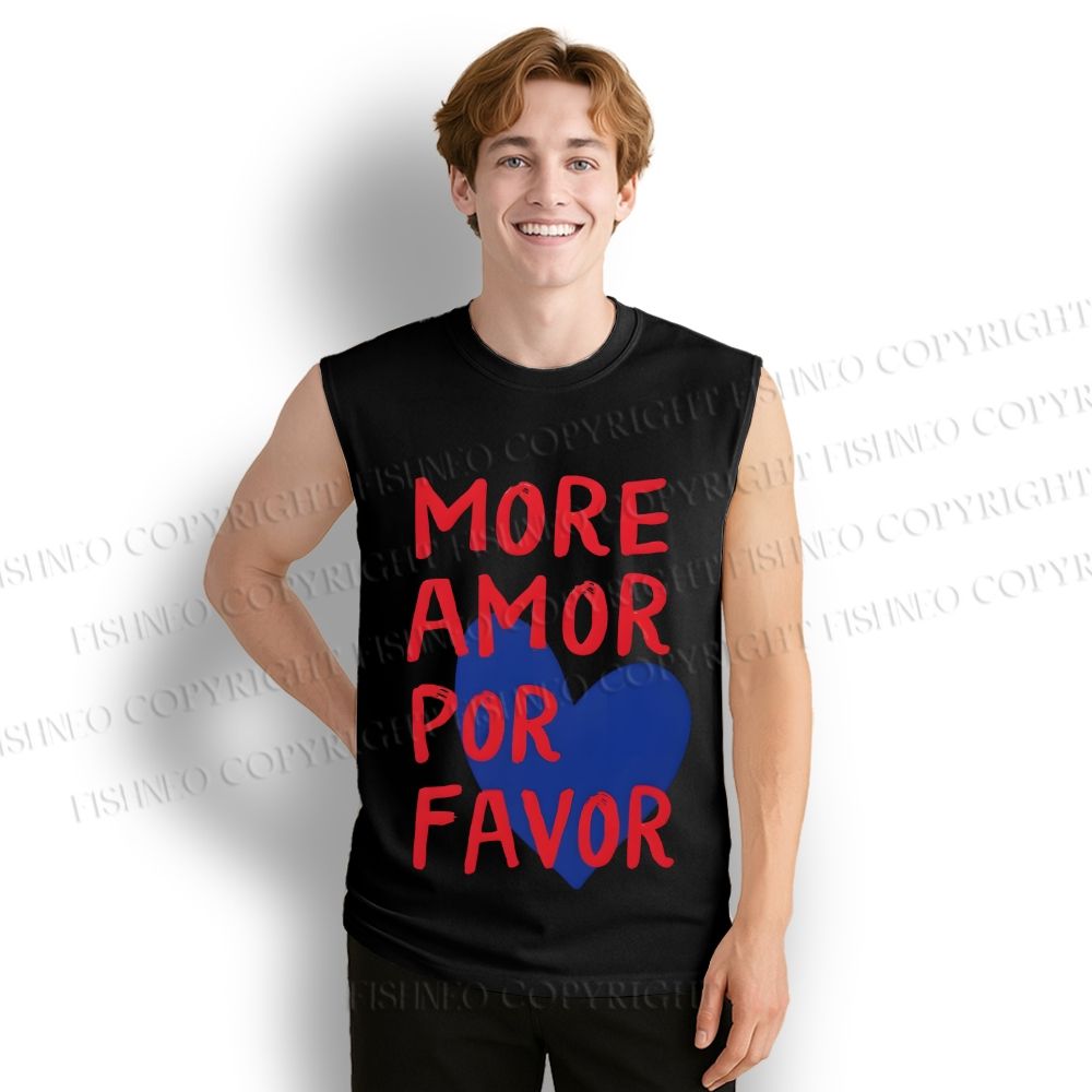 Unisex More Amor Por Favor Printed Cotton Tank Top
