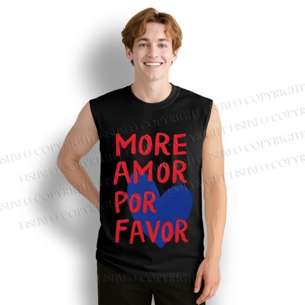 Unisex More Amor Por Favor Printed Cotton Tank Top