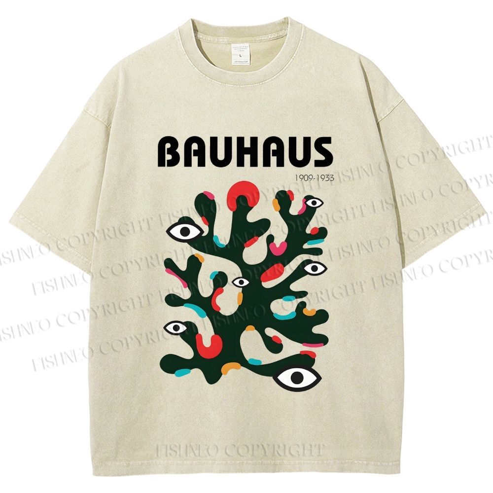 Unisex Bauhaus Art Eye Printed Washed Tee