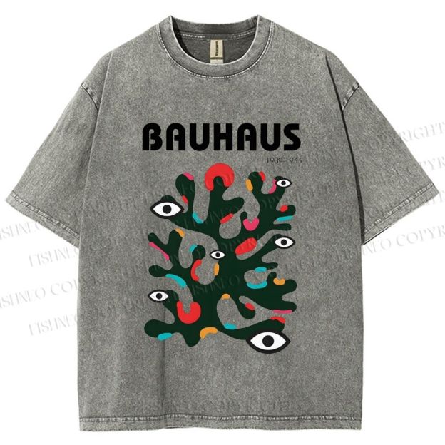 Unisex Bauhaus Art Eye Printed Washed Tee