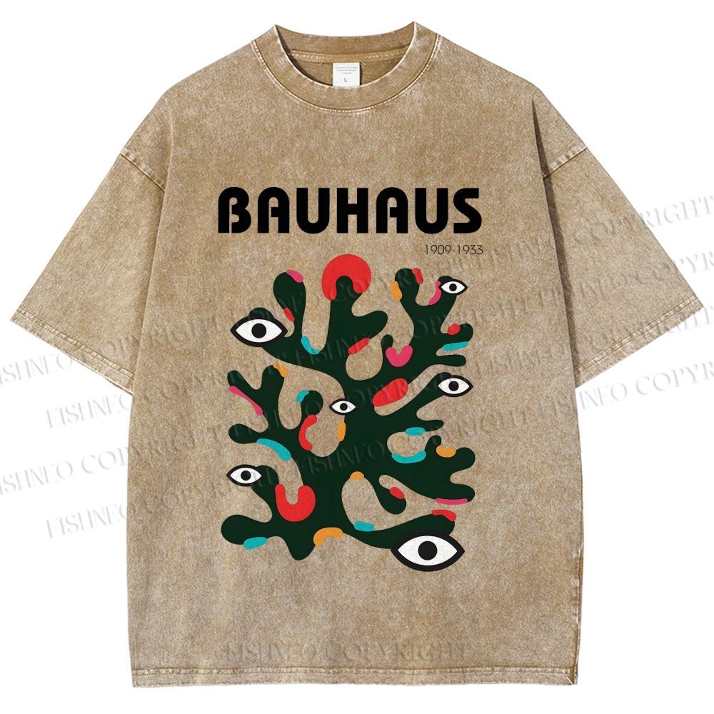 Unisex Bauhaus Art Eye Printed Washed Tee