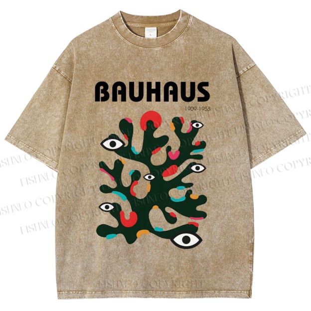 Unisex Bauhaus Art Eye Printed Washed Tee