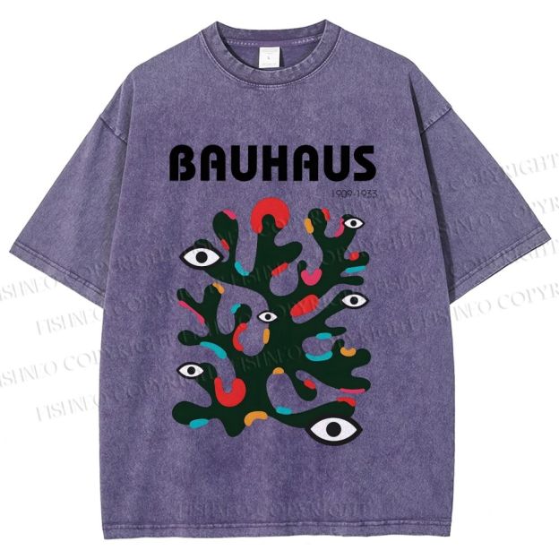 Unisex Bauhaus Art Eye Printed Washed Tee