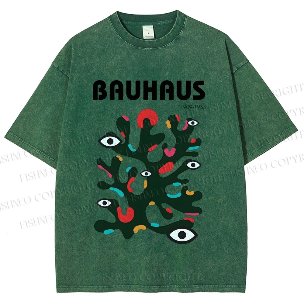 Unisex Bauhaus Art Eye Printed Washed Tee