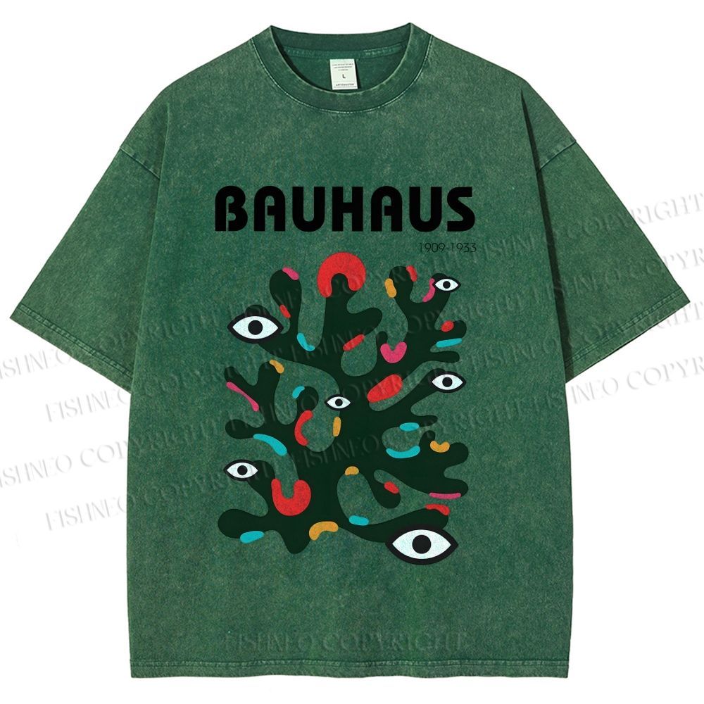 Unisex Bauhaus Art Eye Printed Washed Tee