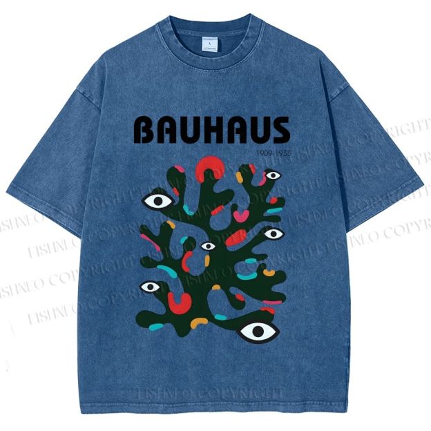 Unisex Bauhaus Art Eye Printed Washed Tee