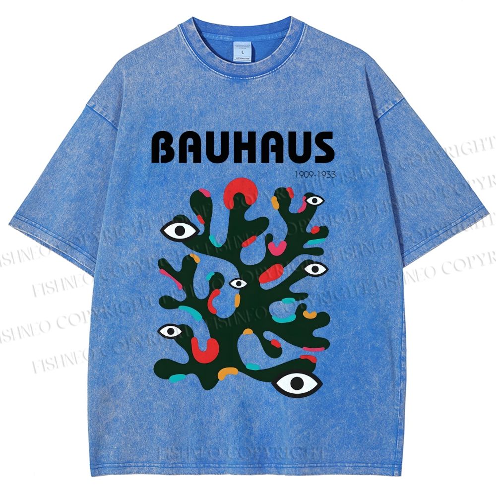 Unisex Bauhaus Art Eye Printed Washed Tee