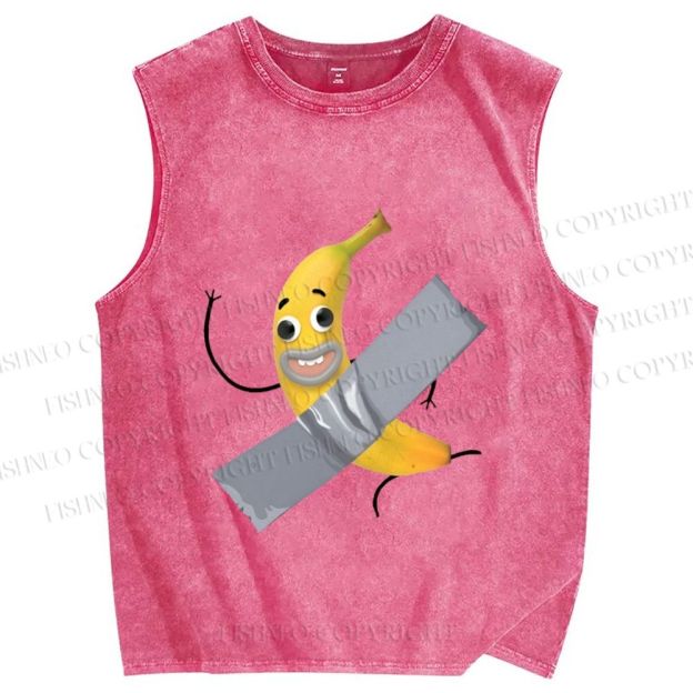 Unisex Comedian Banana Printed Washed Tank Top