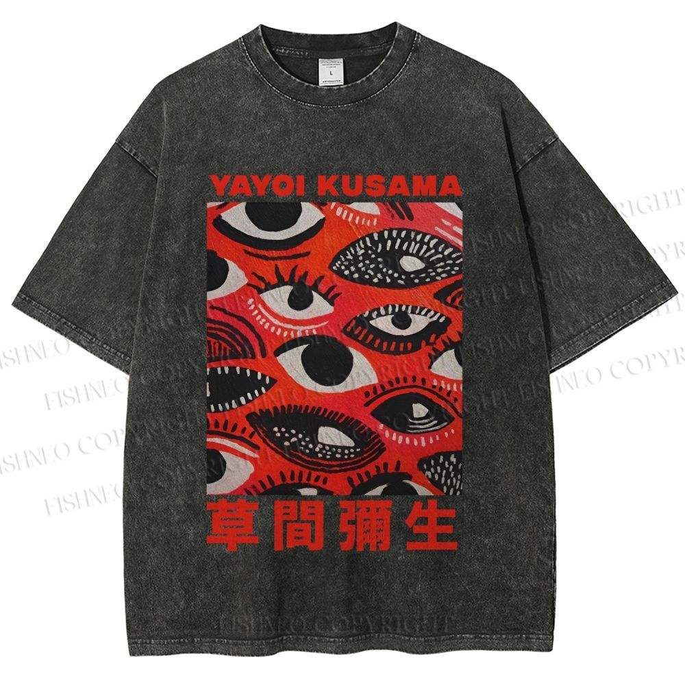 Unisex Yayoi Kusama Eyes in Blood Printed Washed Tee