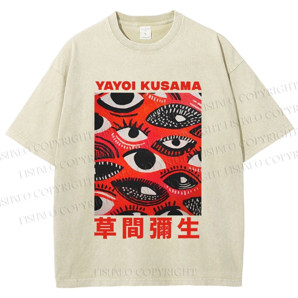 Unisex Yayoi Kusama Eyes in Blood Printed Washed Tee