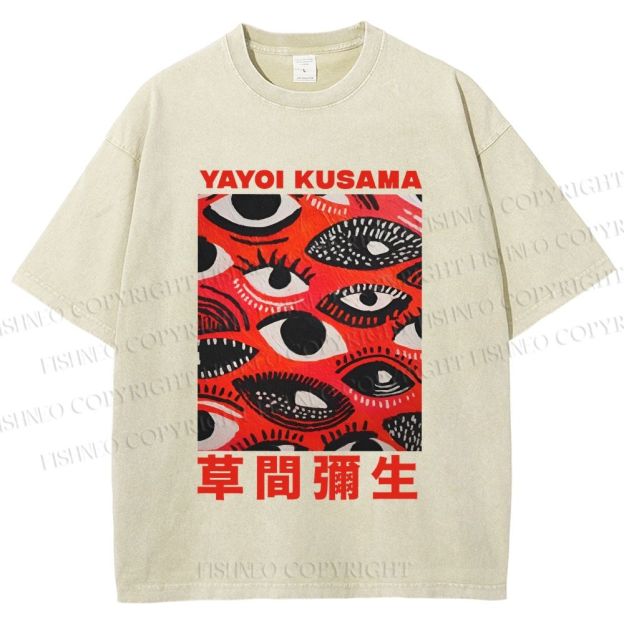Unisex Yayoi Kusama Eyes in Blood Printed Washed Tee