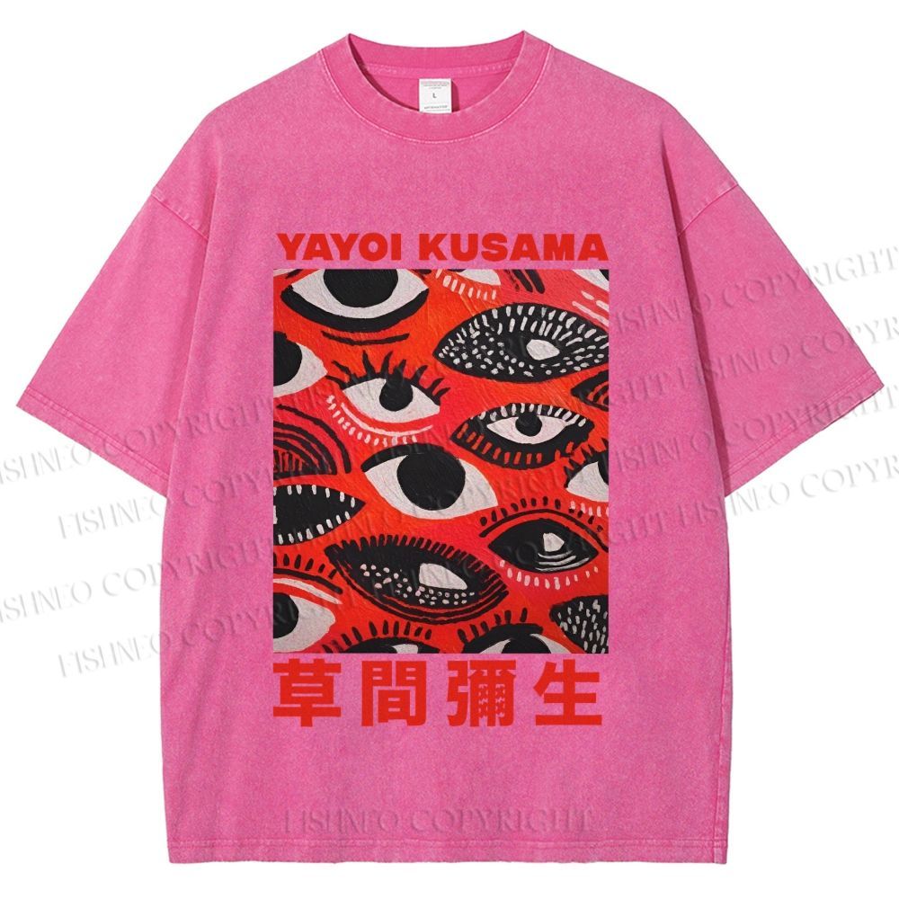 Unisex Yayoi Kusama Eyes in Blood Printed Washed Tee