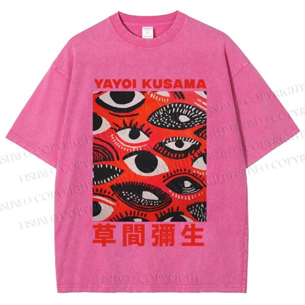 Unisex Yayoi Kusama Eyes in Blood Printed Washed Tee