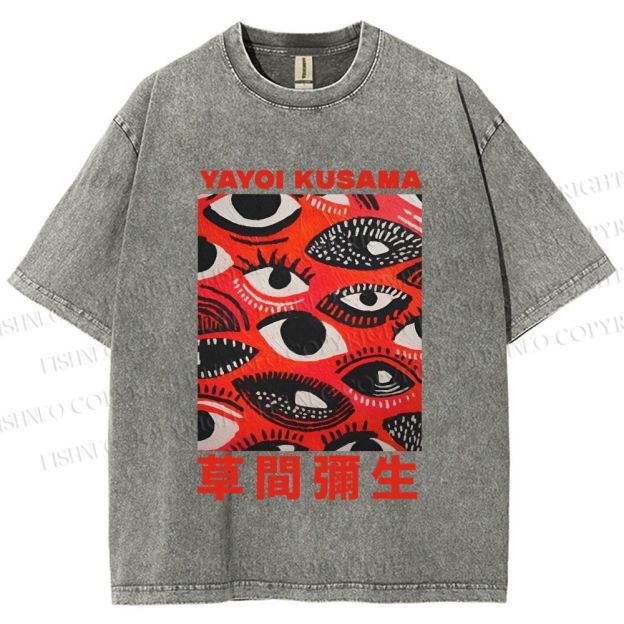 Unisex Yayoi Kusama Eyes in Blood Printed Washed Tee