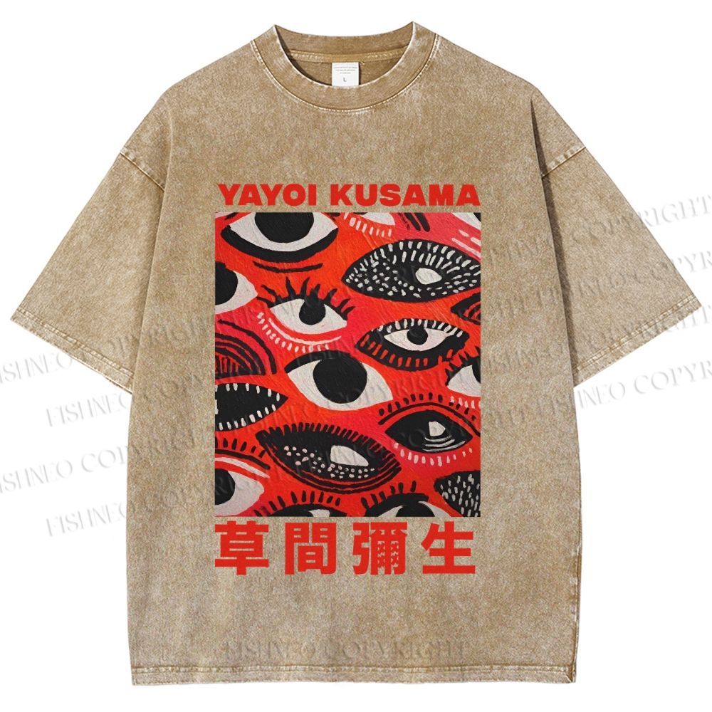 Unisex Yayoi Kusama Eyes in Blood Printed Washed Tee