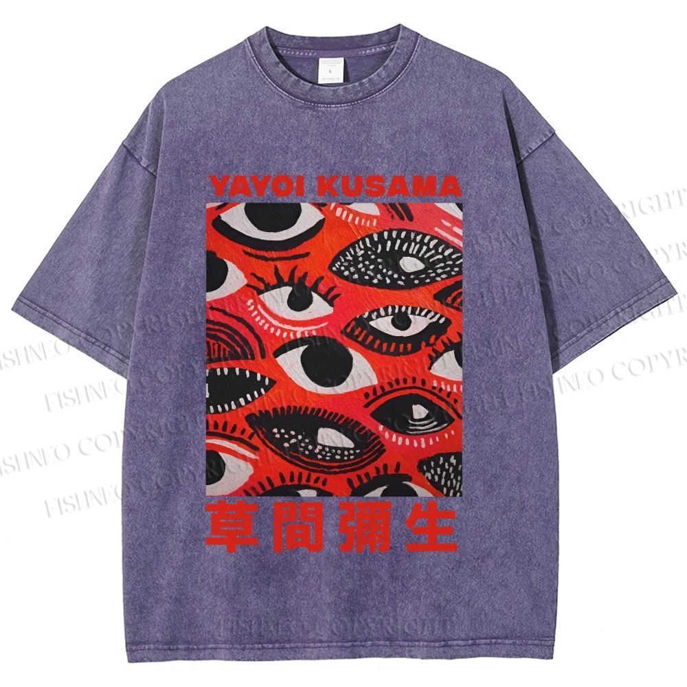 Unisex Yayoi Kusama Eyes in Blood Printed Washed Tee