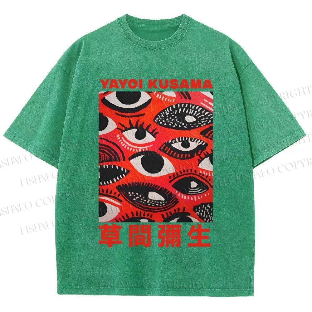 Unisex Yayoi Kusama Eyes in Blood Printed Washed Tee