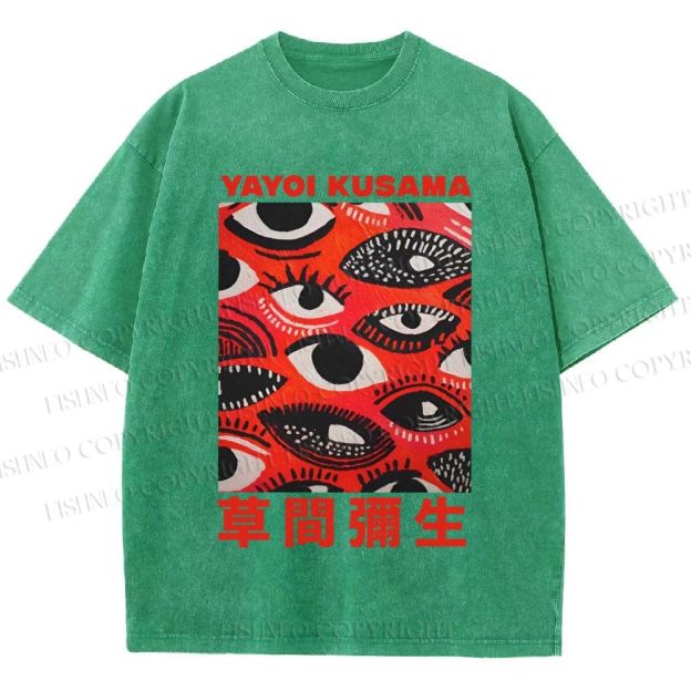 Unisex Yayoi Kusama Eyes in Blood Printed Washed Tee