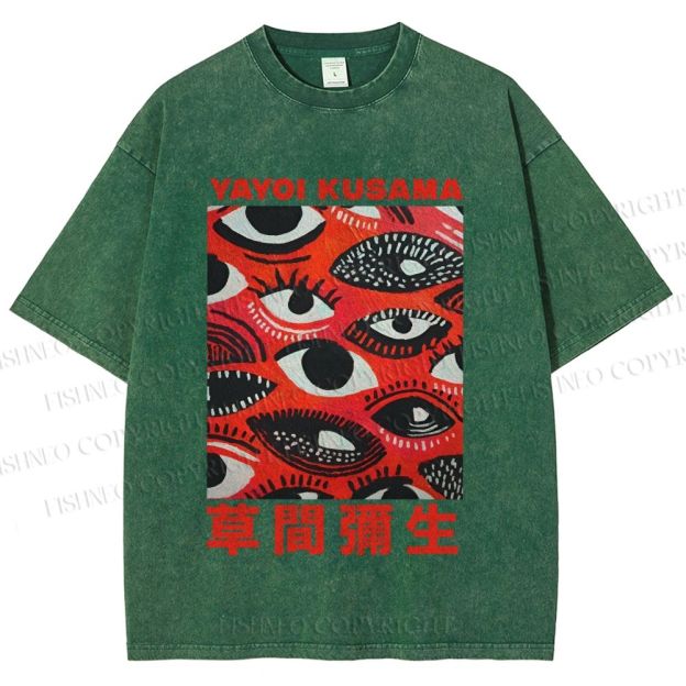 Unisex Yayoi Kusama Eyes in Blood Printed Washed Tee