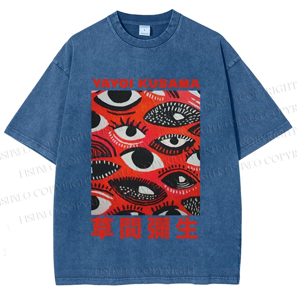 Unisex Yayoi Kusama Eyes in Blood Printed Washed Tee