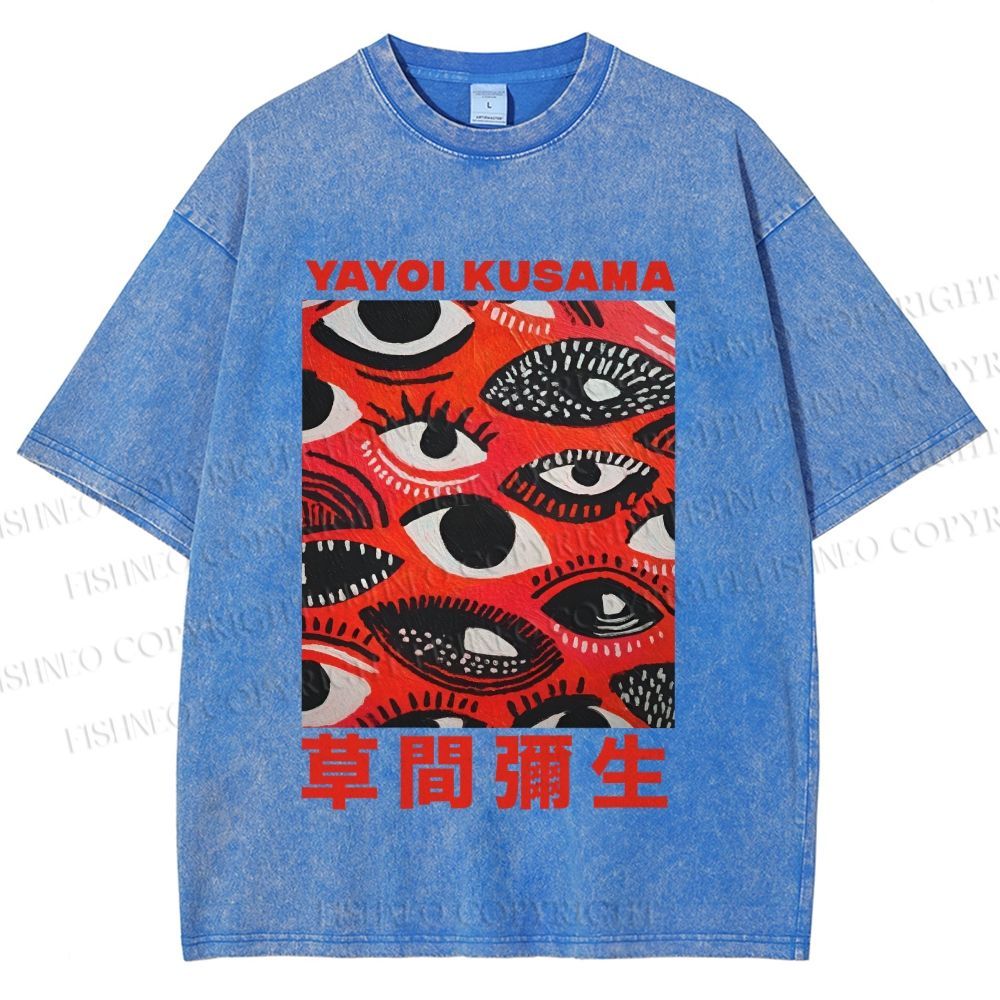Unisex Yayoi Kusama Eyes in Blood Printed Washed Tee