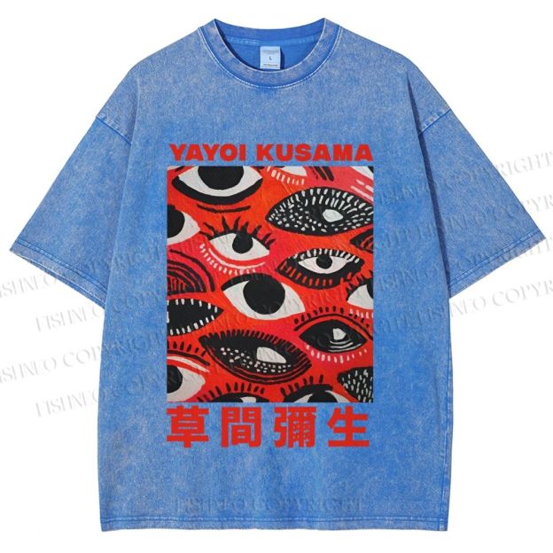 Unisex Yayoi Kusama Eyes in Blood Printed Washed Tee