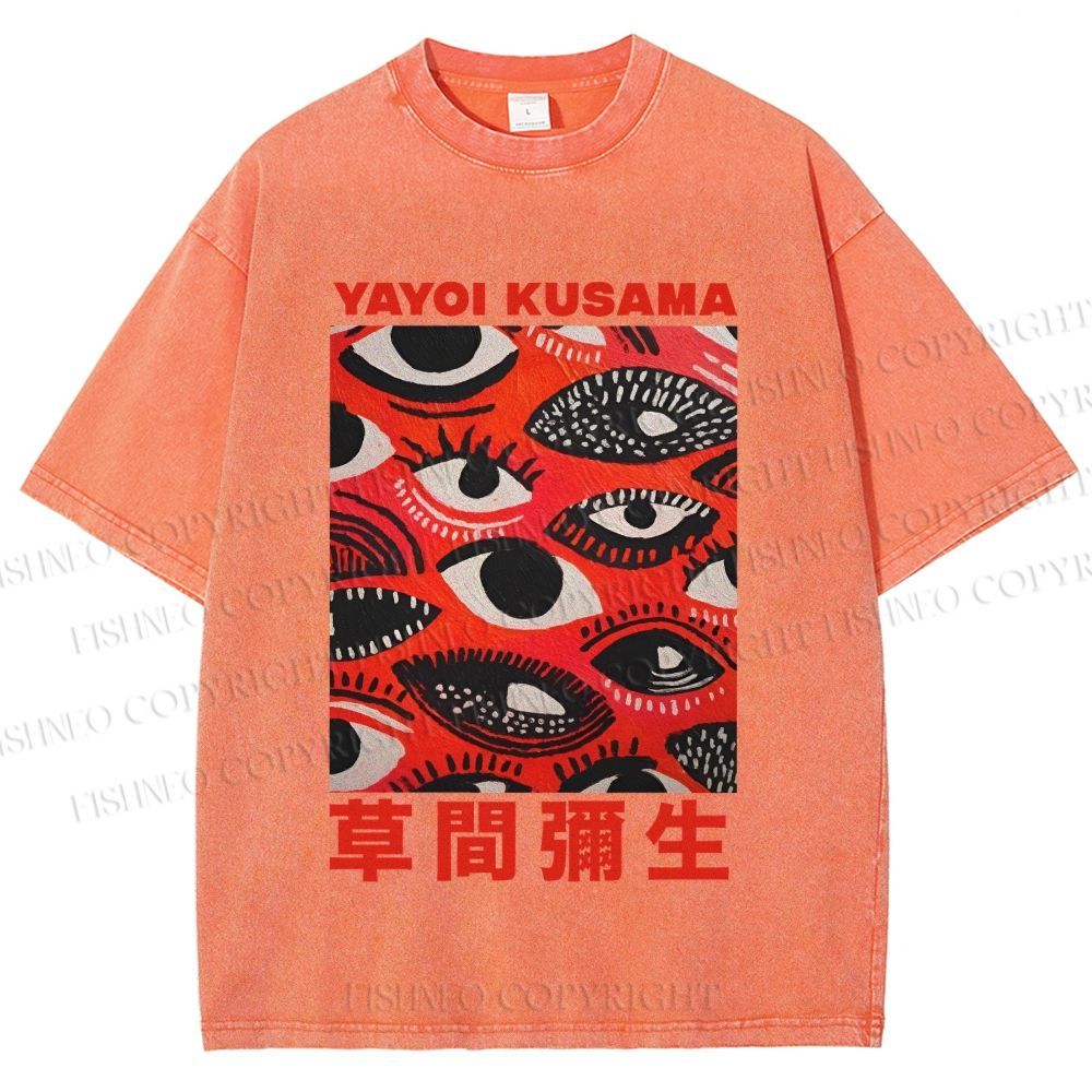 Unisex Yayoi Kusama Eyes in Blood Printed Washed Tee