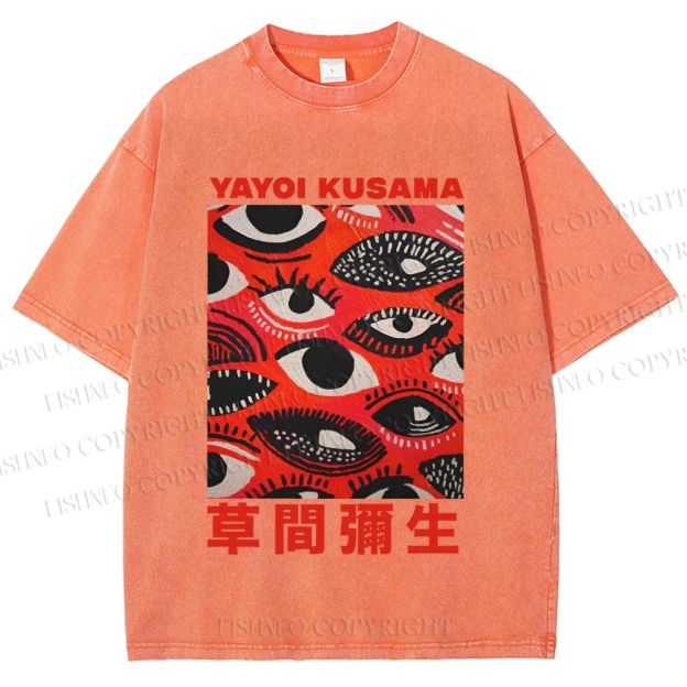 Unisex Yayoi Kusama Eyes in Blood Printed Washed Tee