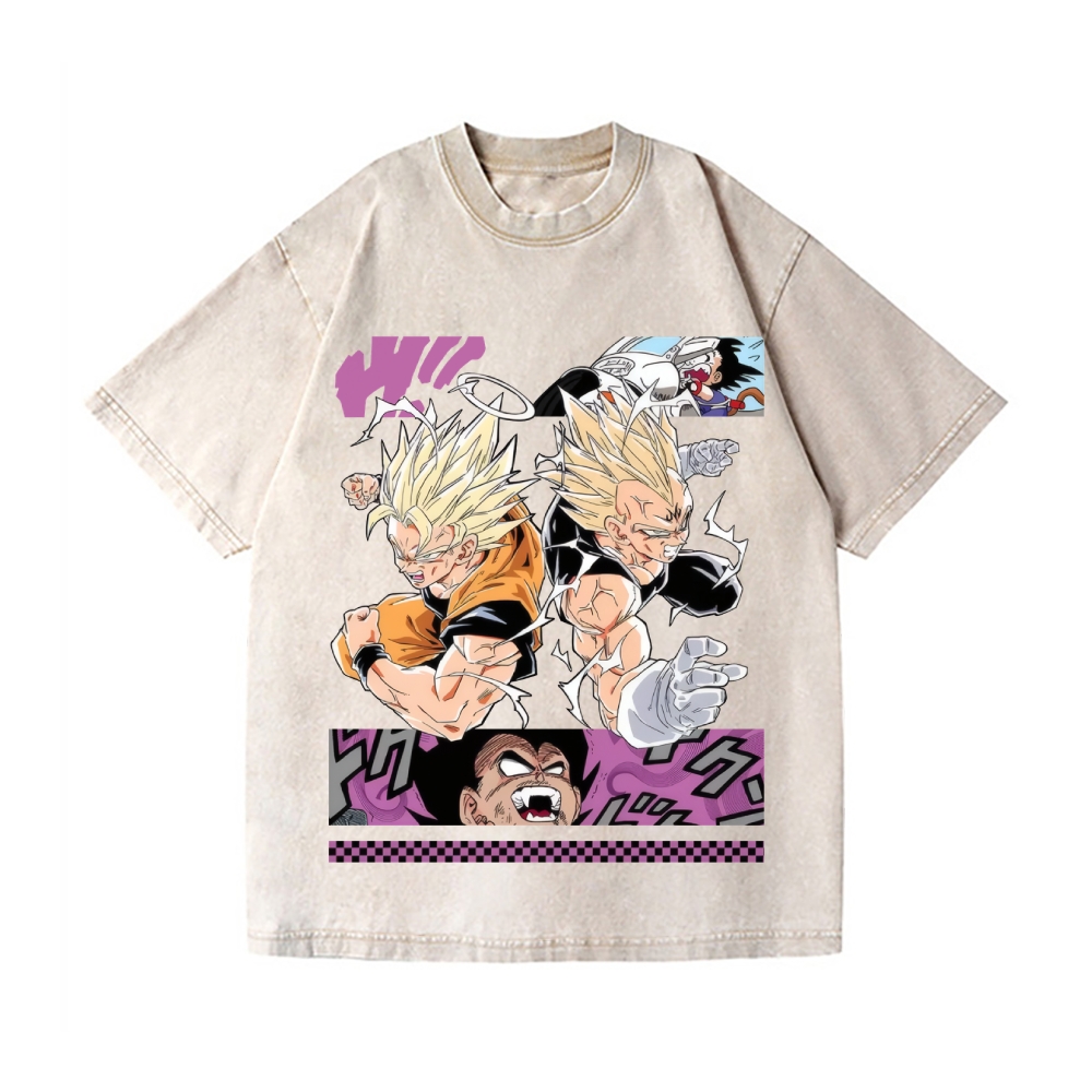 Unisex Dragon Ball Goku Vegeta Printed Washed Tee