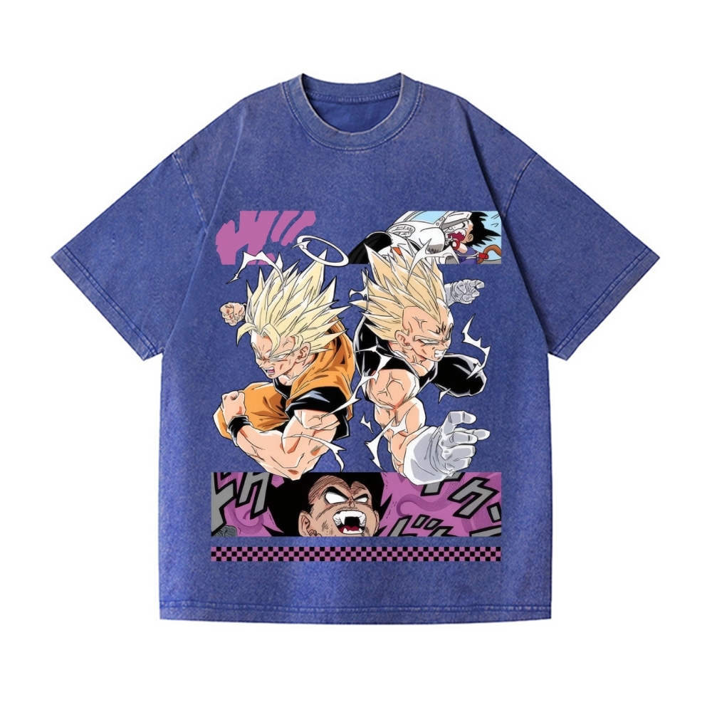Unisex Dragon Ball Goku Vegeta Printed Washed Tee