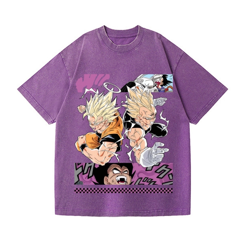 Unisex Dragon Ball Goku Vegeta Printed Washed Tee