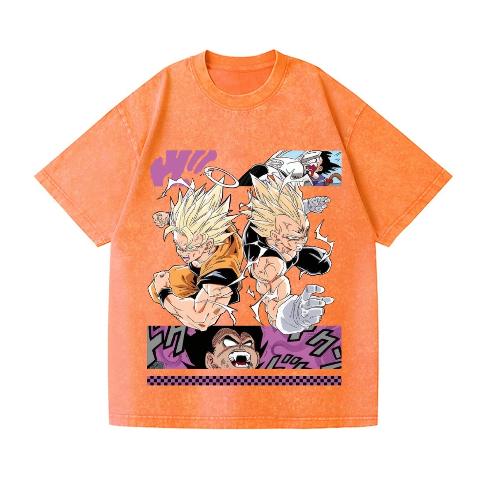 Unisex Dragon Ball Goku Vegeta Printed Washed Tee