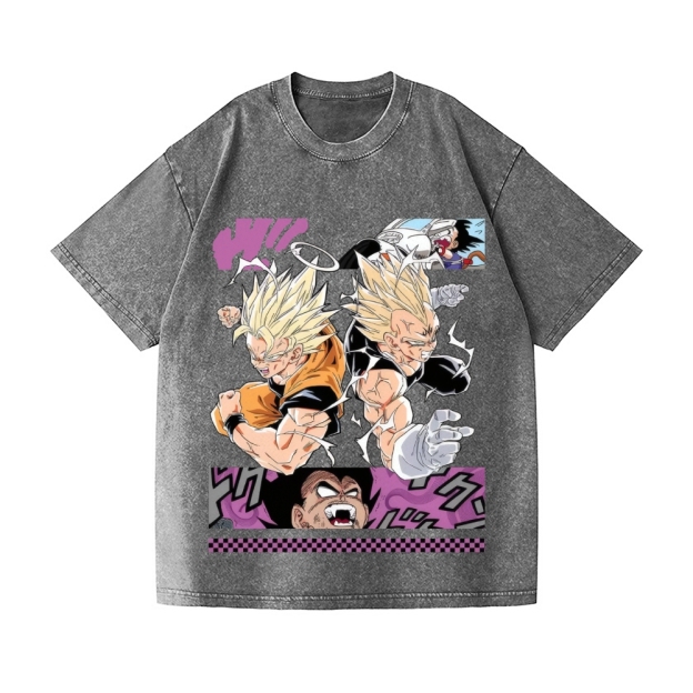 Unisex Dragon Ball Goku Vegeta Printed Washed Tee